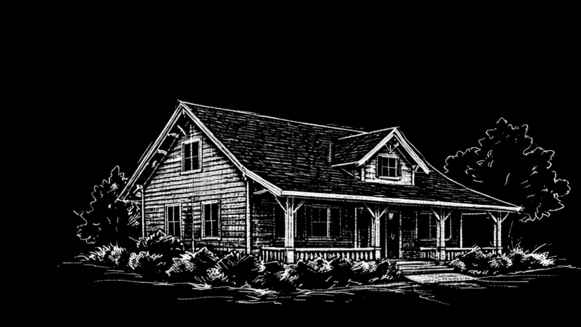 Architectural house sketch illustration 4